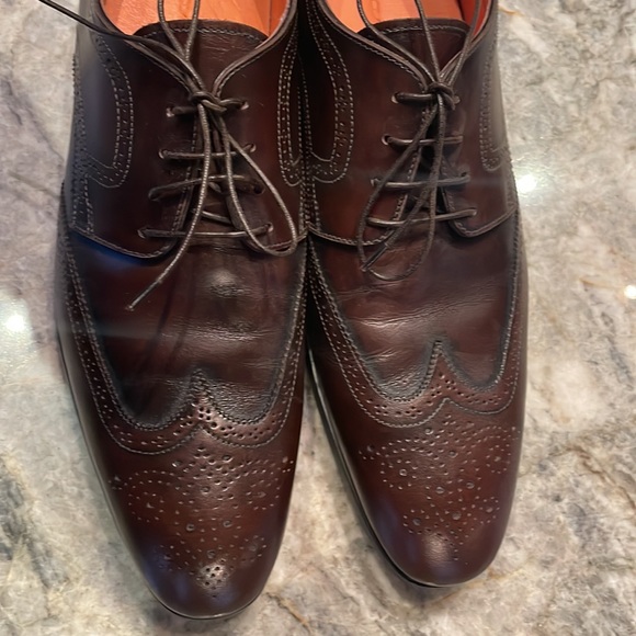 NWT Santoni Brown Wingtip Dress Shoes with laces. Size 10 - Picture 3 of 12